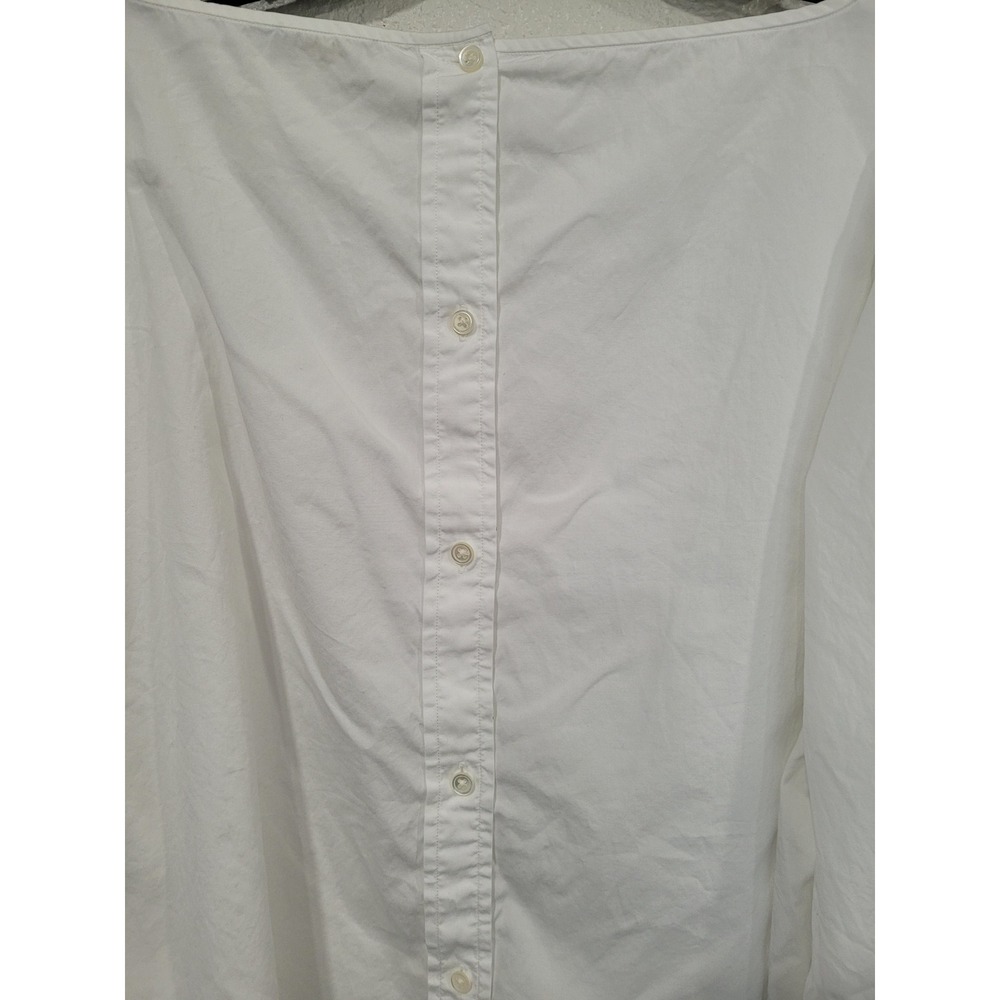 Ralph Lauren White Cotton‎ Button Back Blouse Long Sleeve XL Boat Neck RPL #22 - Picture 6 of 7